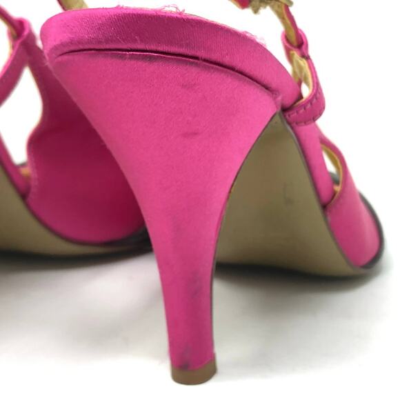 J Crew Martine Slingback Womens Size 7 Pink Gray Satin Twist Knot Peep Toe Heel - Picture 7 of 12